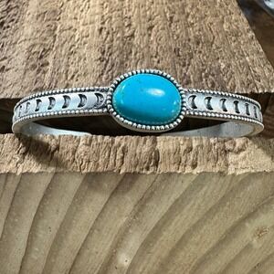 Turquoise Cuff Bracelet in Antique Silver, Native American Cuff Bangle, Ships i